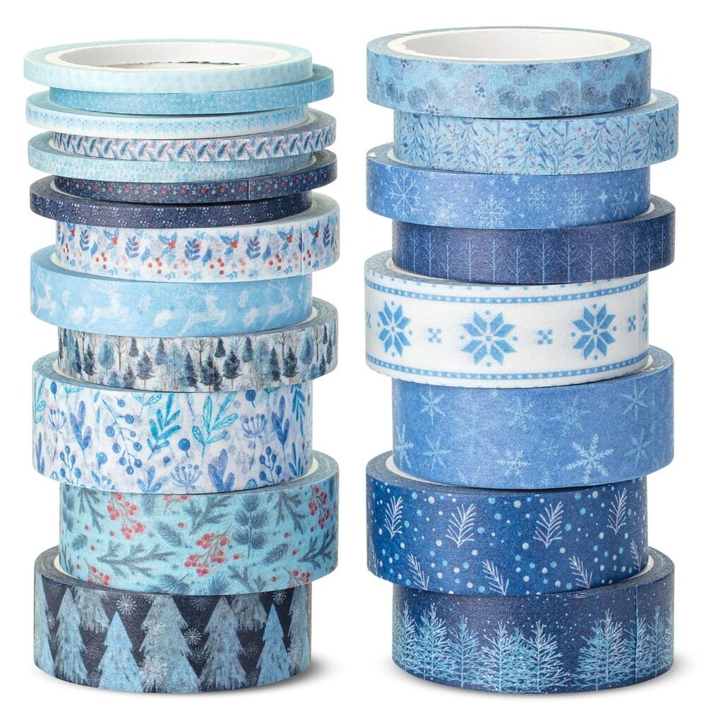 Washi Tape Set, 21 Rolls, Assorted Sizes, Ocean Breeze, Washi Tape for Journalin